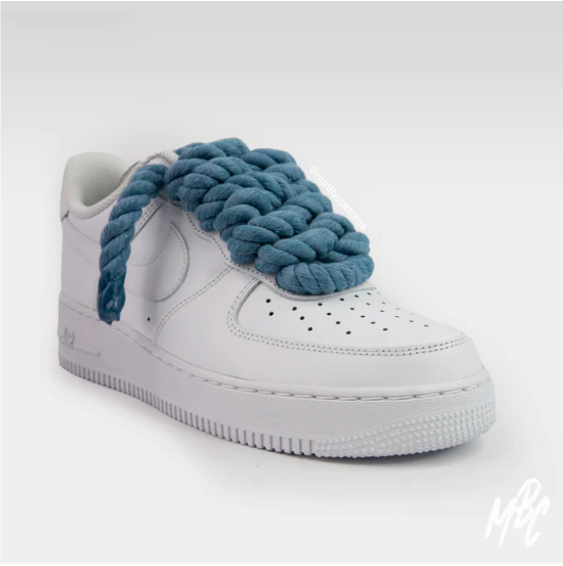 Blue Thicc Lace Custom Nike Air Force 1 Trainers