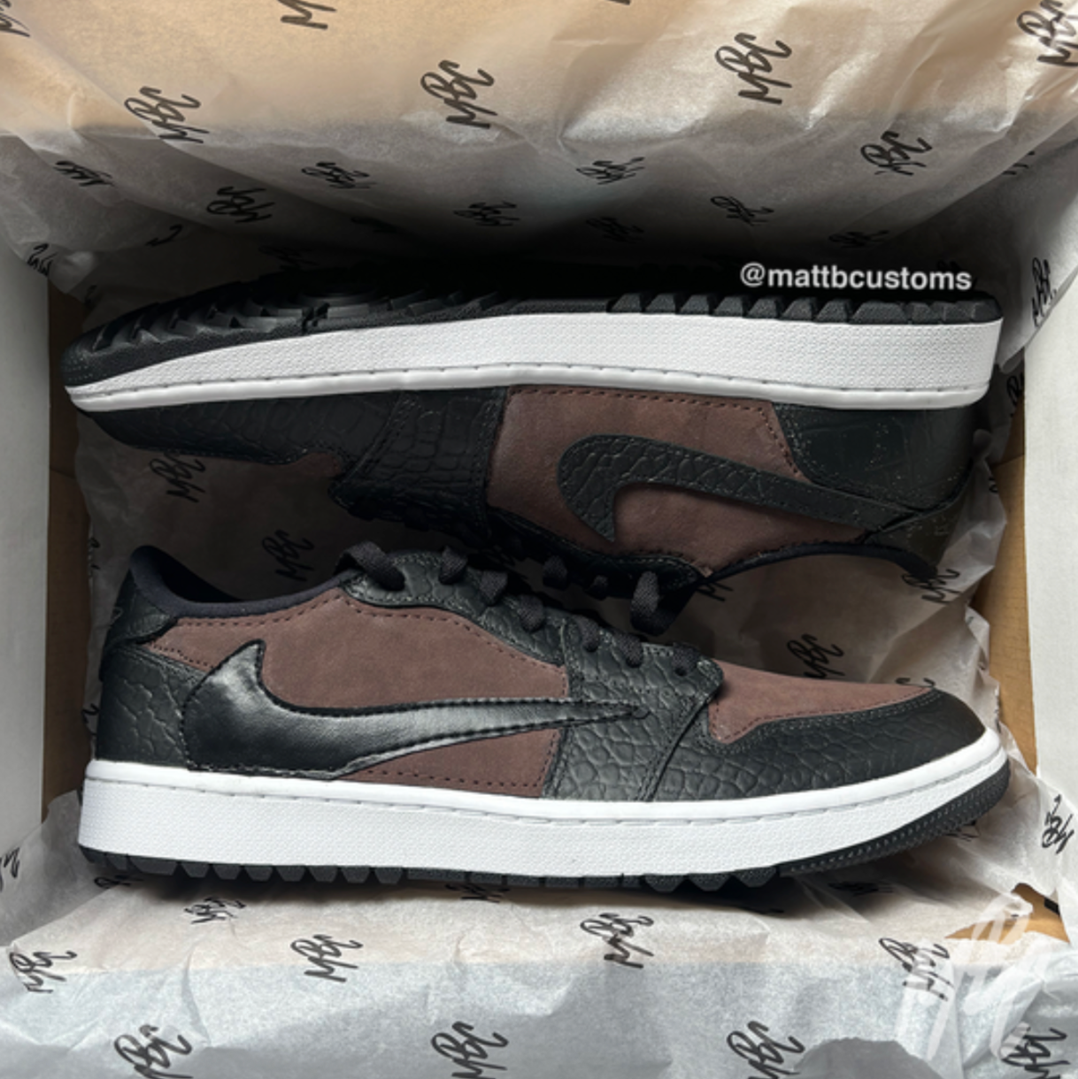 Mocha Reverse Suede - Jordan 1 Low Golf Custom | UK 8.5 – MattB Customs