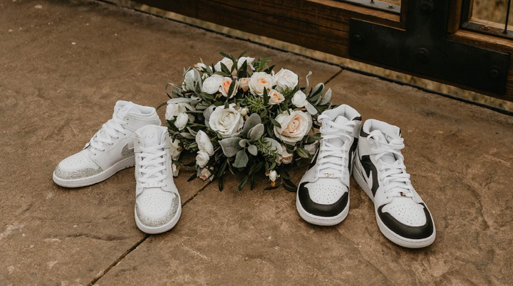 Custom Nike Jordan 1 Mid Trainers for Wedding