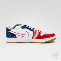 Stateside Drive Nike Jordan 1 Low Golf Custom Sneakers in Navy, red and white