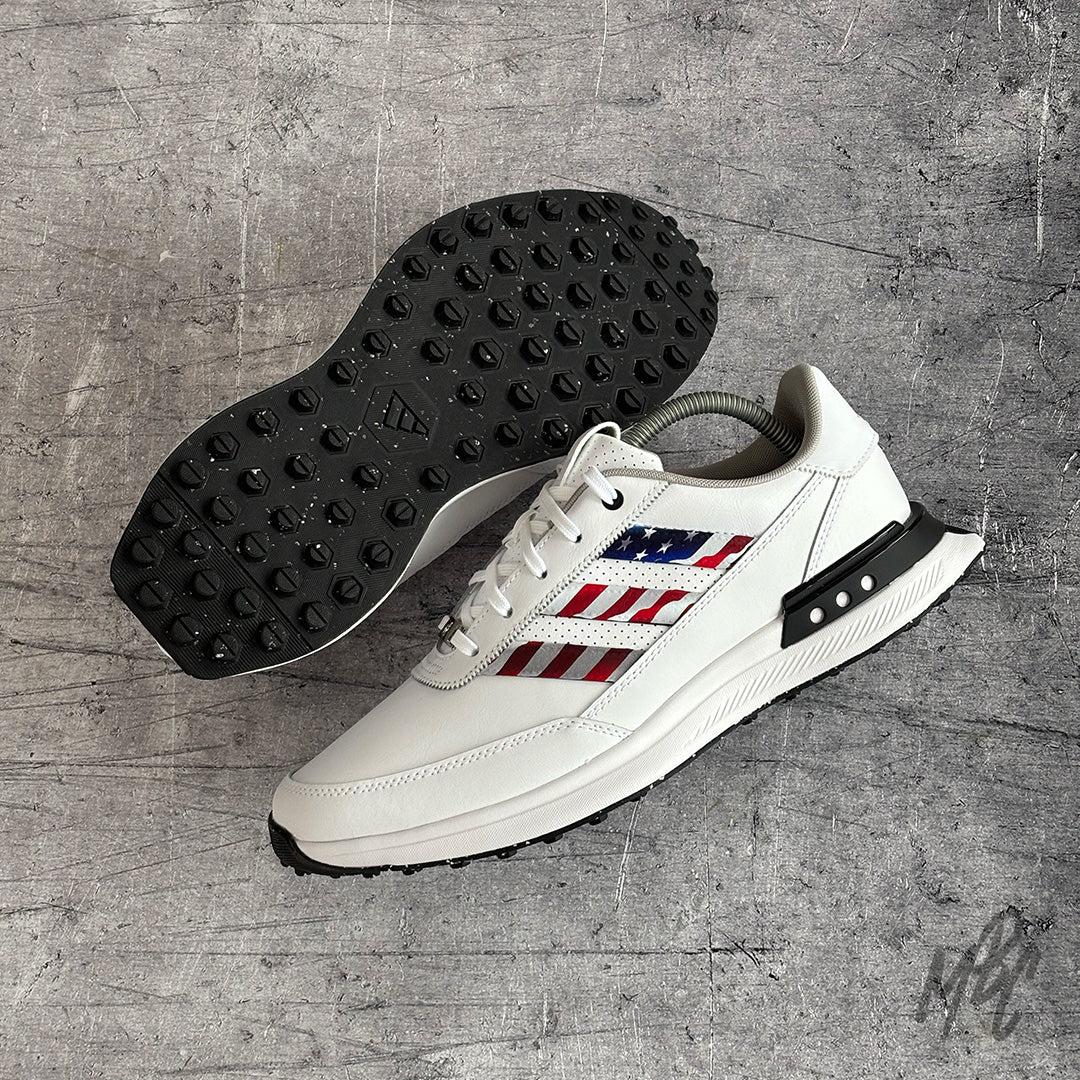 Custom Adidas S2G Golf Sneakers by MattB Customs. Customised with USA flag design inspired by Ryder Cup.