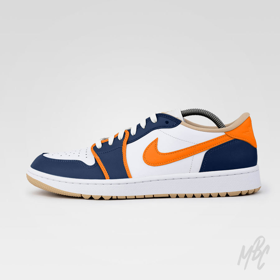 【sunface master】NIKE Jordan ゴルフ　バッシュ風 Sunset Swing - Custom Hand Painted Nike Jordan 1 Low Golf Sneakers