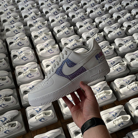 106 pairs of matching air force 1 sneakers for a client birthday party