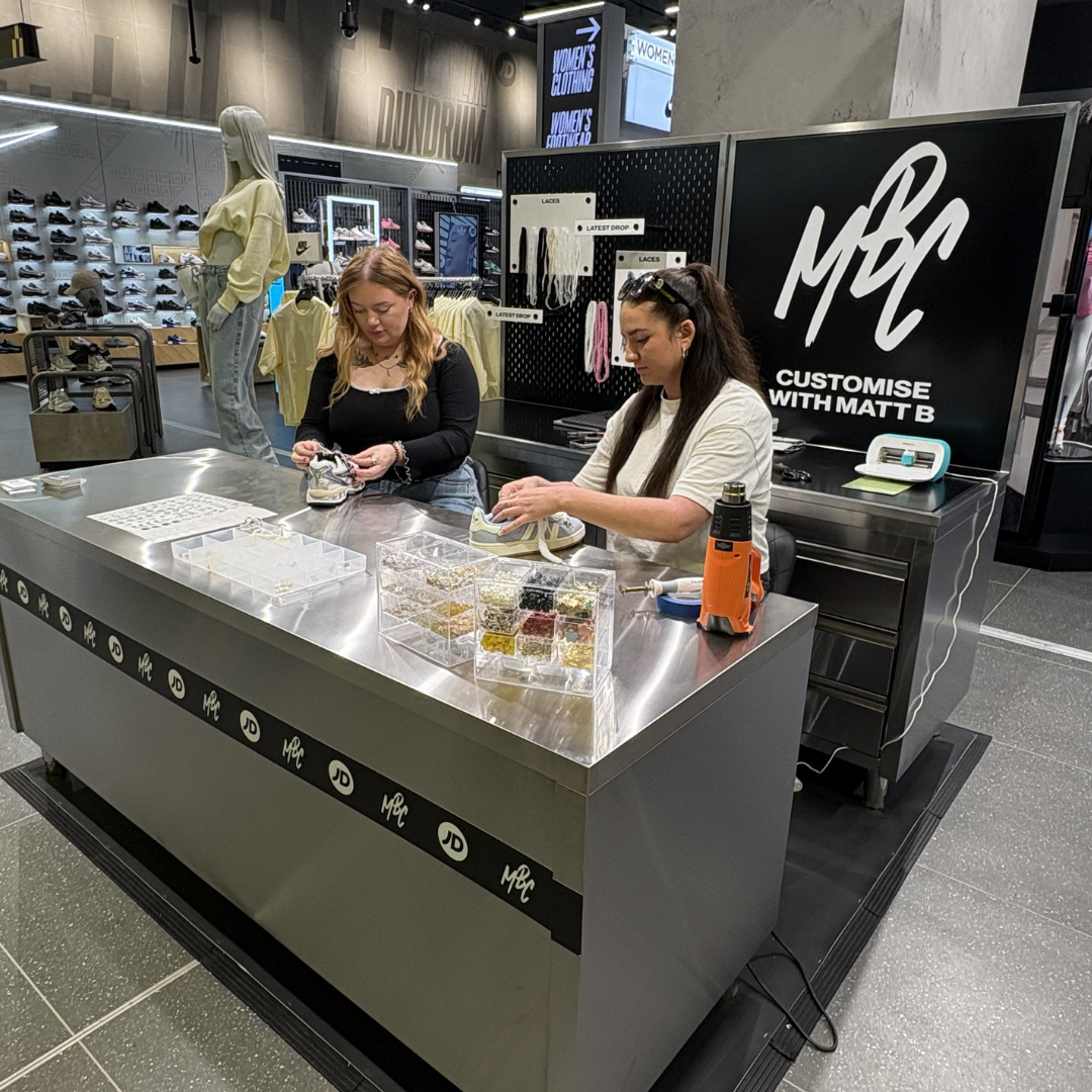 MBC at JD Dundrum store hosting a customisation pop up, personalising customers purchases