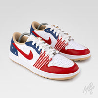 Custom Stateside Drive Jordan 1 Low Golf shoes with red, white and blue USA-inspired design by MattB Customs