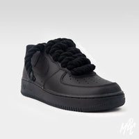 Black Thicc Laces - Black Air Force 1 | UK 8 Nike Sneakers