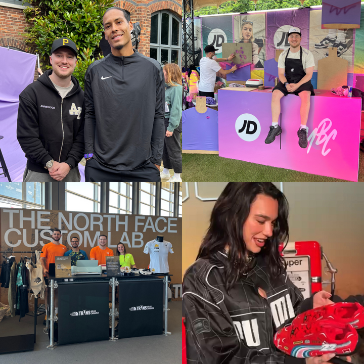 MattB Customs brand activations with Whoop x Virgil van Dijk, JD Longitude, Dua Lipa x Puma, and The North Face