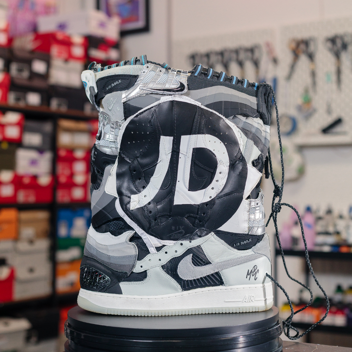 MattB Customs created a JD duffle bag from deconstructed Nike sneakers to launch the JD partnership