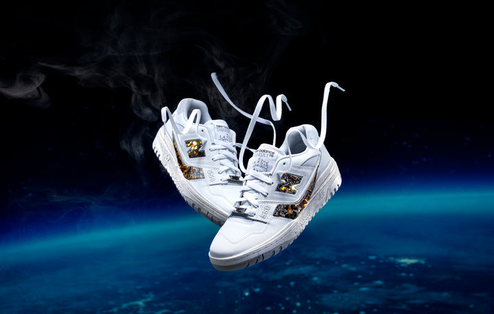 1 of 1 New Balance 550 made from meteorite for Netflix film launch – bespoke brand collaboration by MattB Customs.