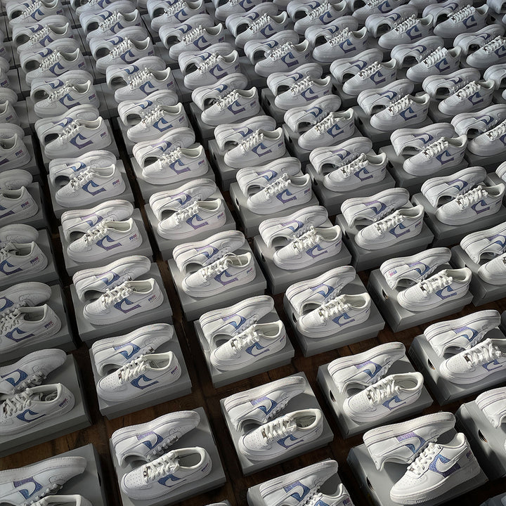 110 custom Nike Air Force 1s by MattB Customs created in 5 days as luxury event gifting for a private celebration