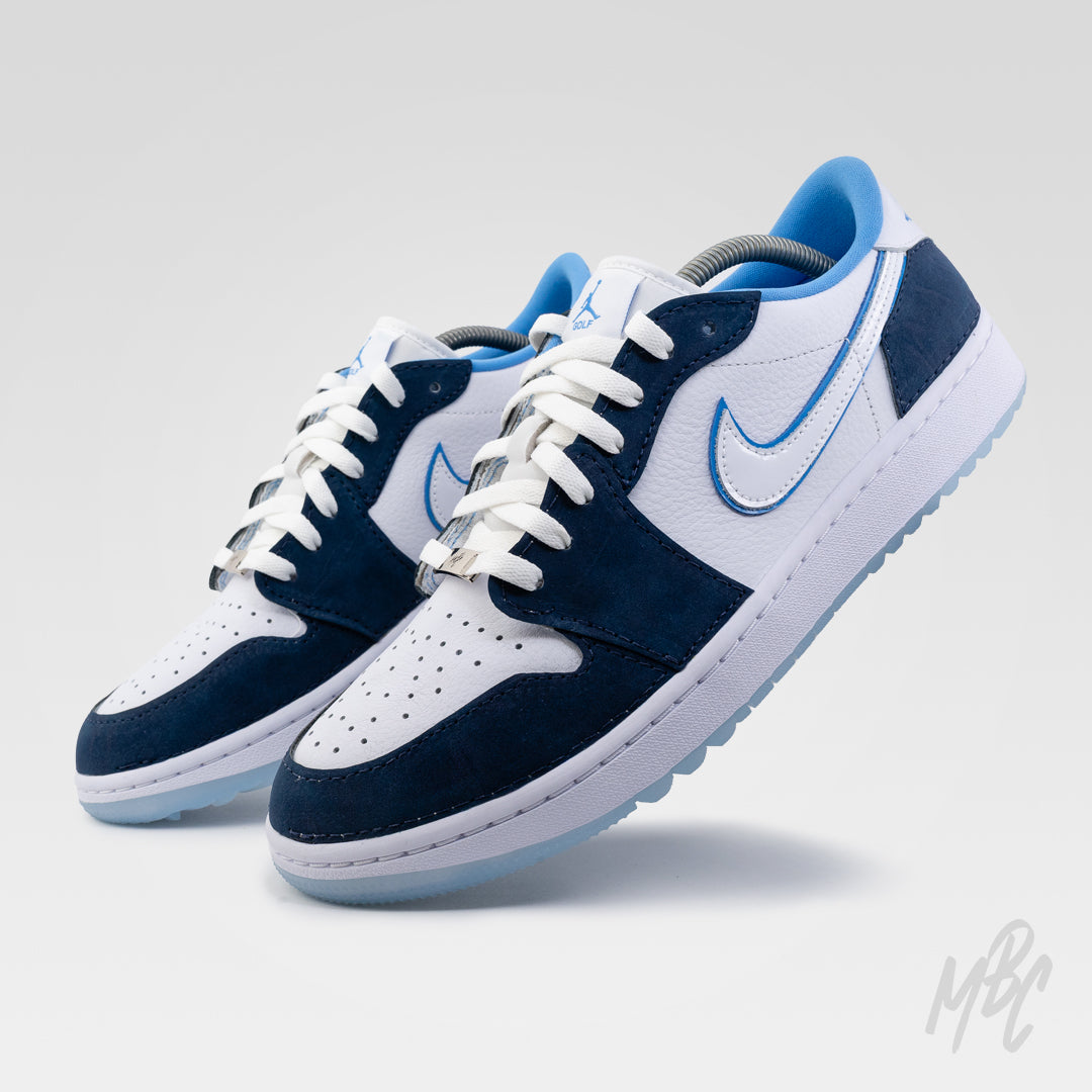 Navy Suede - Nike Jordan 1 Low Golf Trainers – MattB Customs