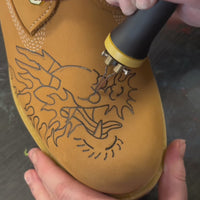 Custom Timberland  Boots - Flaming Dragon Pyrography Tan