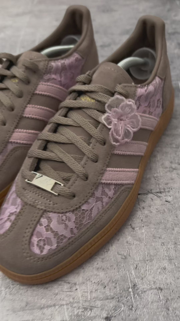 Strawberry Mocha Lacey Flower Adidas Spezial Custom Sneakers