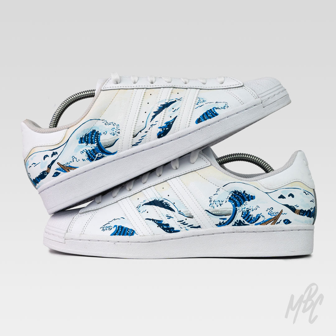 Wave Custom Trainers The Great Wave - Adidas Superstar Custom Trainers – MattB Customs