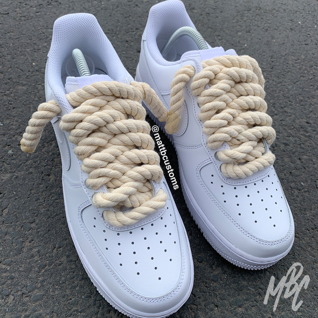 Custom Nike Air Force One Low With Light Pink Rope Laces 