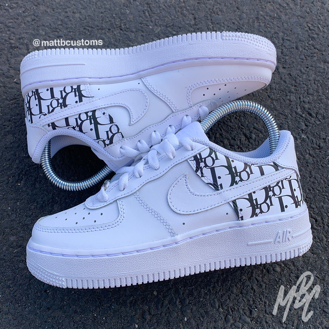 Wonderful Draw a picture include Reflective Oblique Monogram Design - Custom Nike Air Force 1 Trainers –  MattB Customs