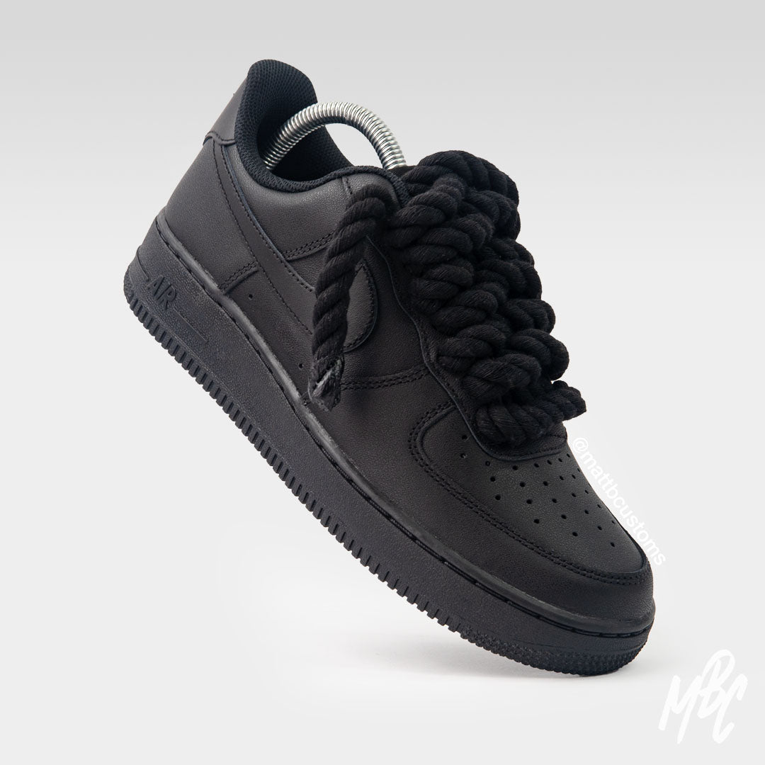 Custom Air Force 1 Rope Lace Black Air Force Shoes Rope Lace Shoe Hand Paint