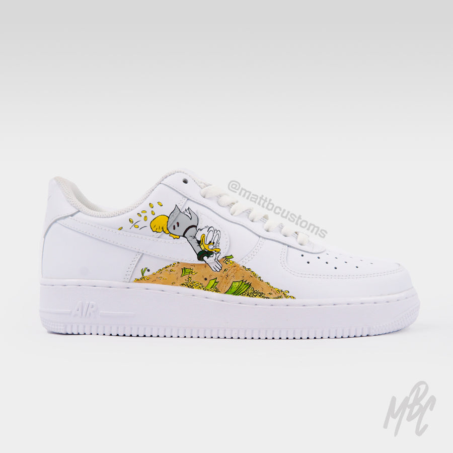 Yellow Swoosh Check Custom Air Force 1 - Hand Painted AF1 - Custom