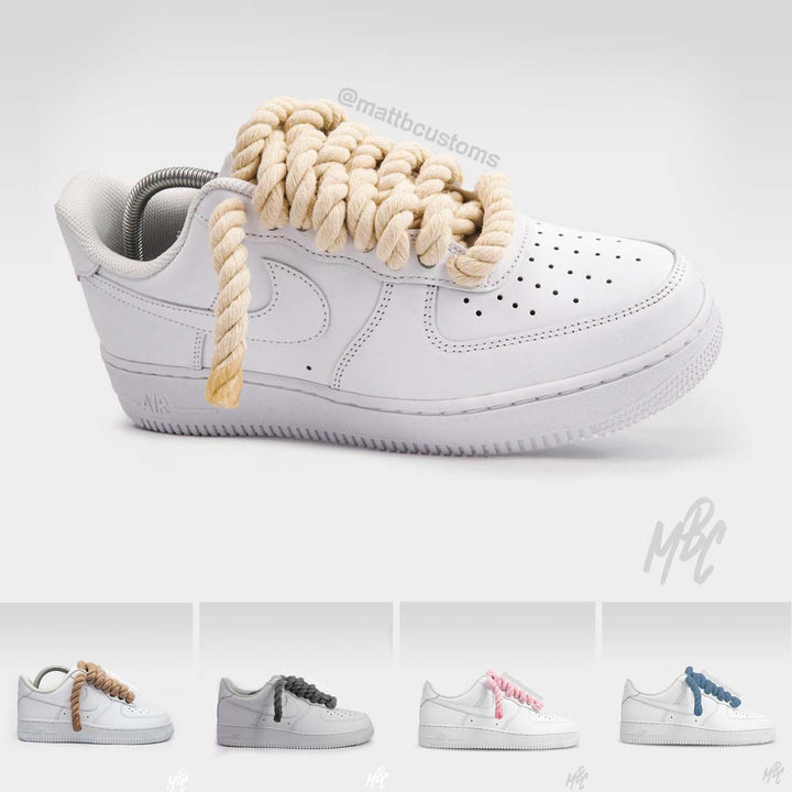 Thicc Laces - White Air Force 1 Custom Nike Sneakers