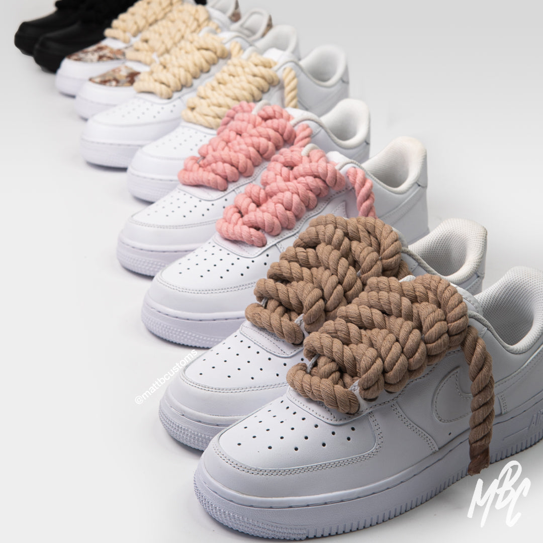 Custom Beige Rope Laces for Air Force 1 Low, Nike, Women