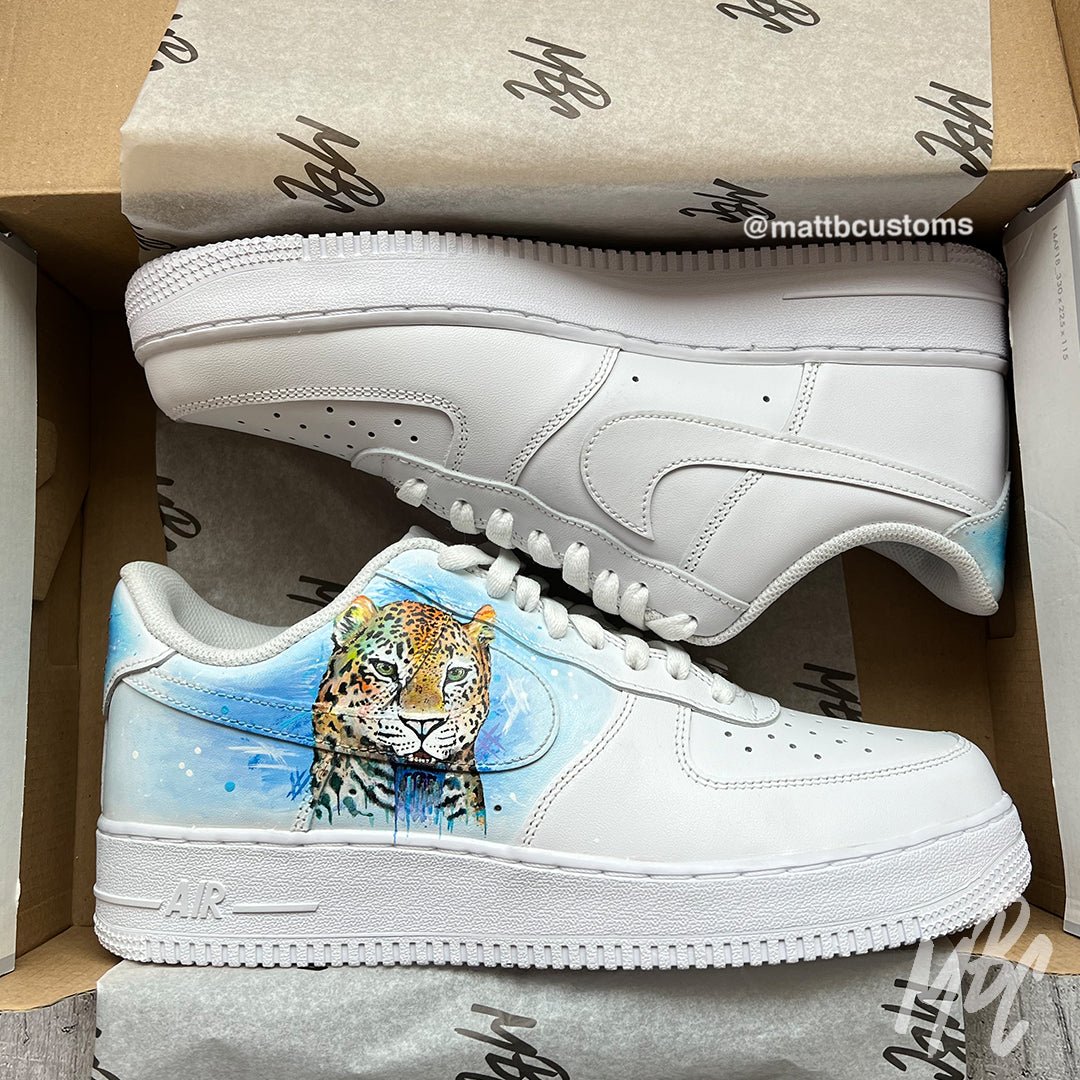 Abstract Leopard Design Custom Nike Air Force 1 Trainers UK 9