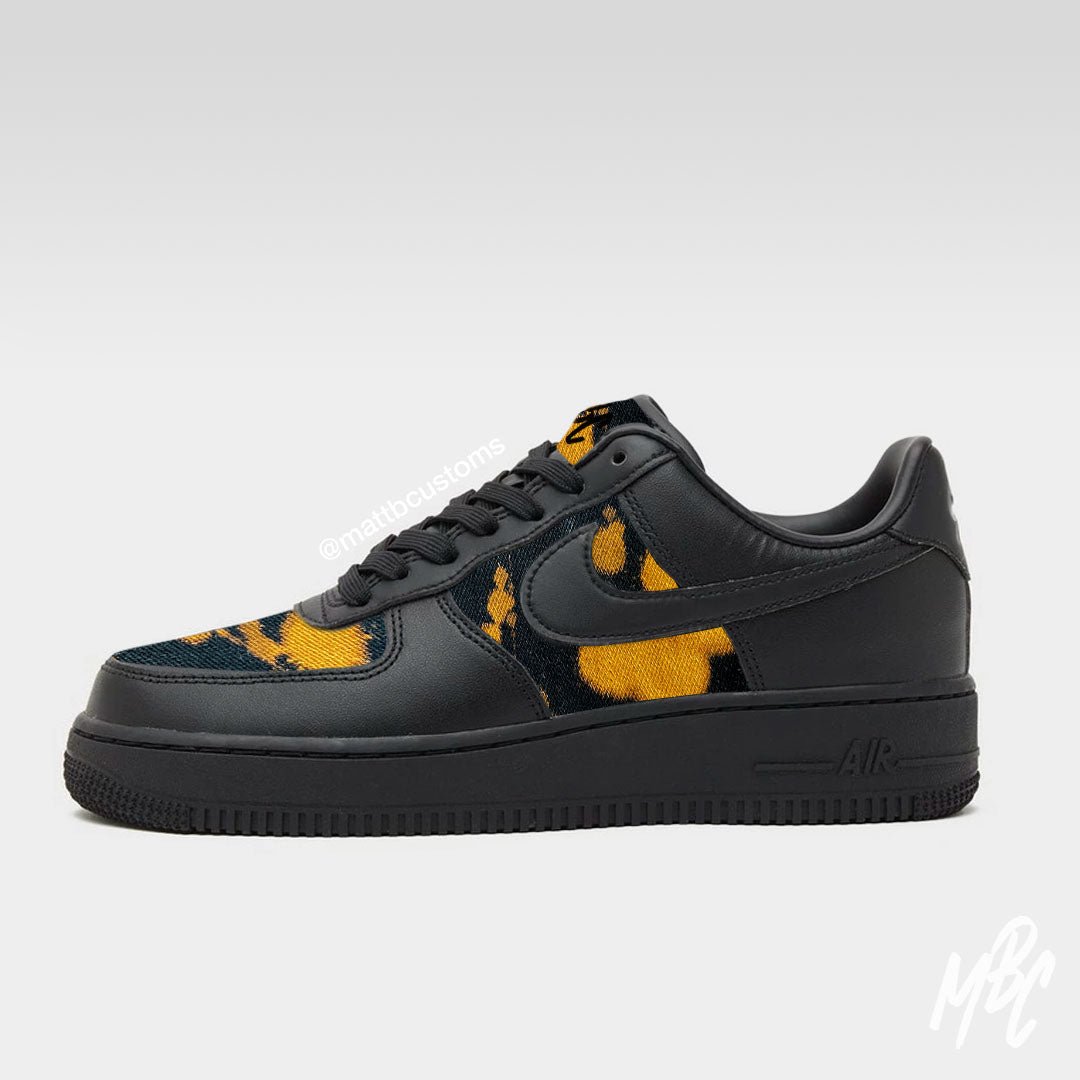 Acid Wash Denim - Air Force 1 Black Custom Nike Sneakers