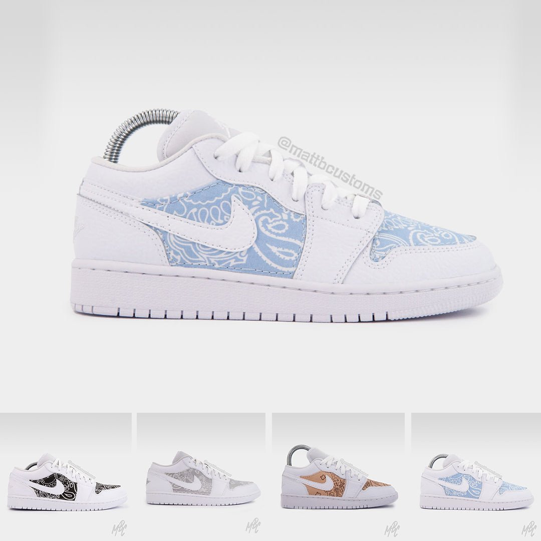 Bandana (Cut & Sew) Design - Custom Nike Jordan 1 Low Trainers â MattB Customs