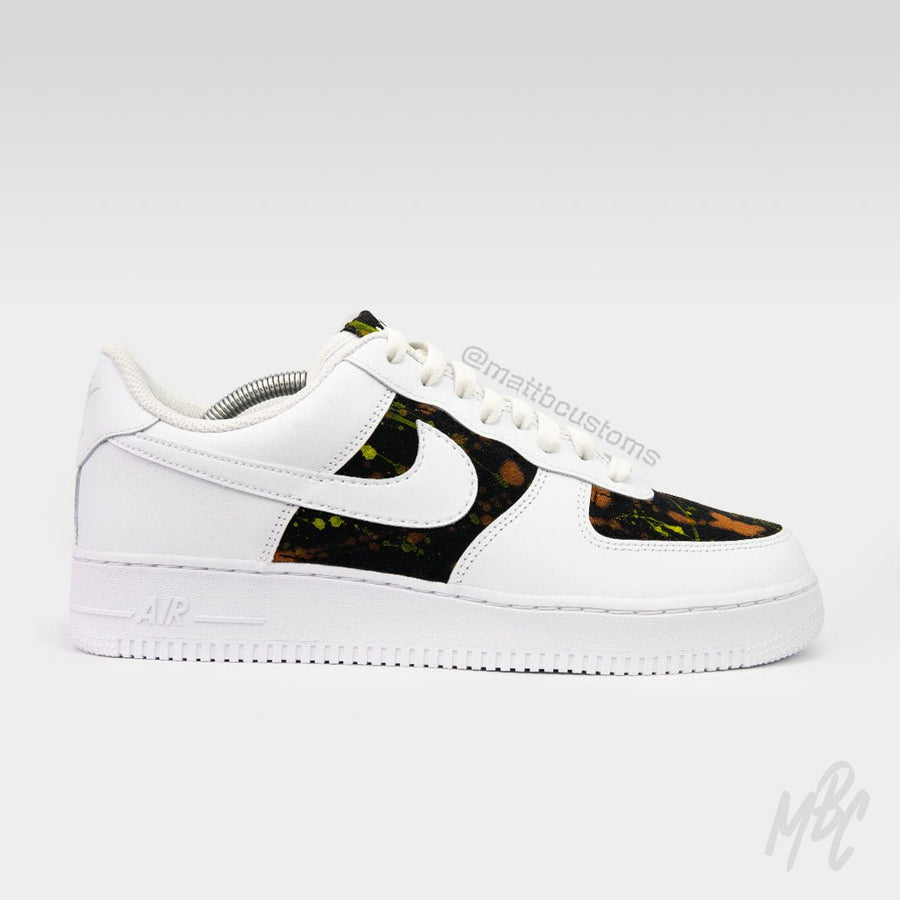 Black Acid Wash Paint Splat Denim - Air Force 1 Custom Nike Sneakers