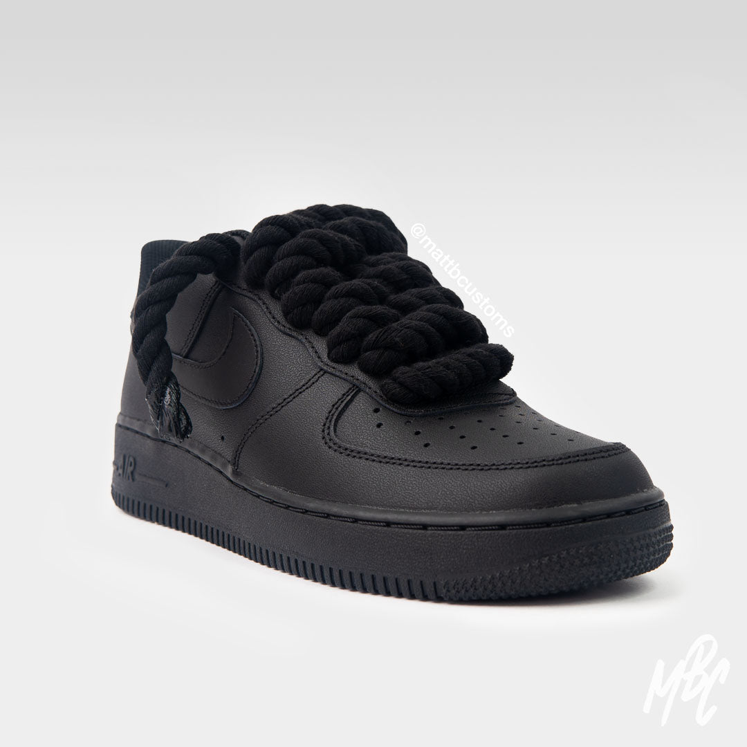 Black Thicc Laces - Black Air Force 1 | UK 6.5 Nike Sneakers