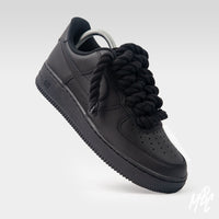 Black Thicc Laces - Black Air Force 1 | UK 6.5 Nike Sneakers