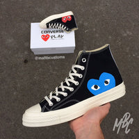 Blue Heart - Converse X CDG High Custom Sneakers