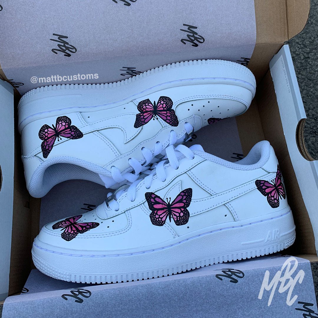 nike air force ones with butterflies