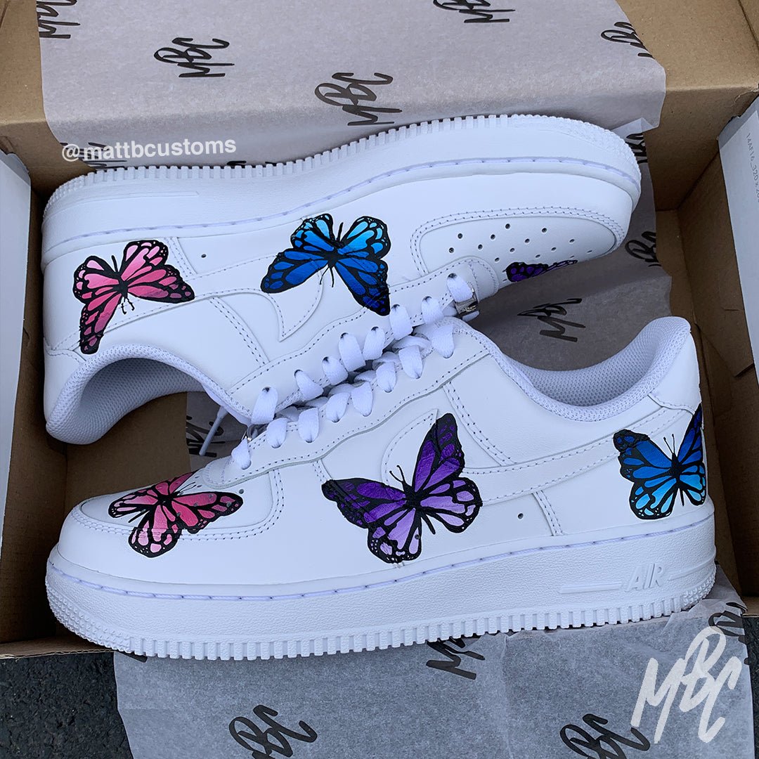 nike air force ones with butterflies