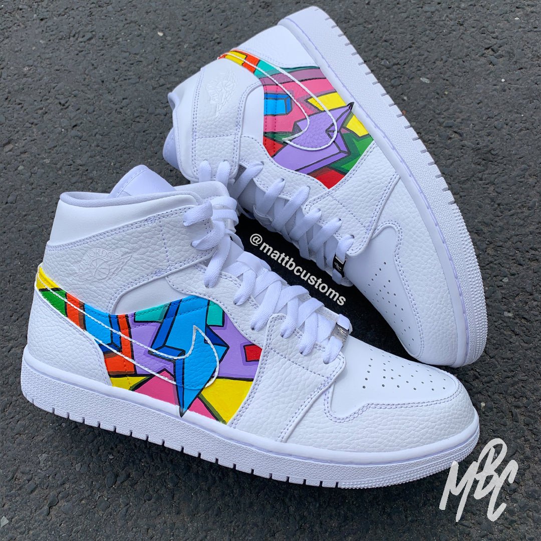 Cartoon Freestyle Design - Custom Nike Jordan 1 Mid Trainers â MattB Customs