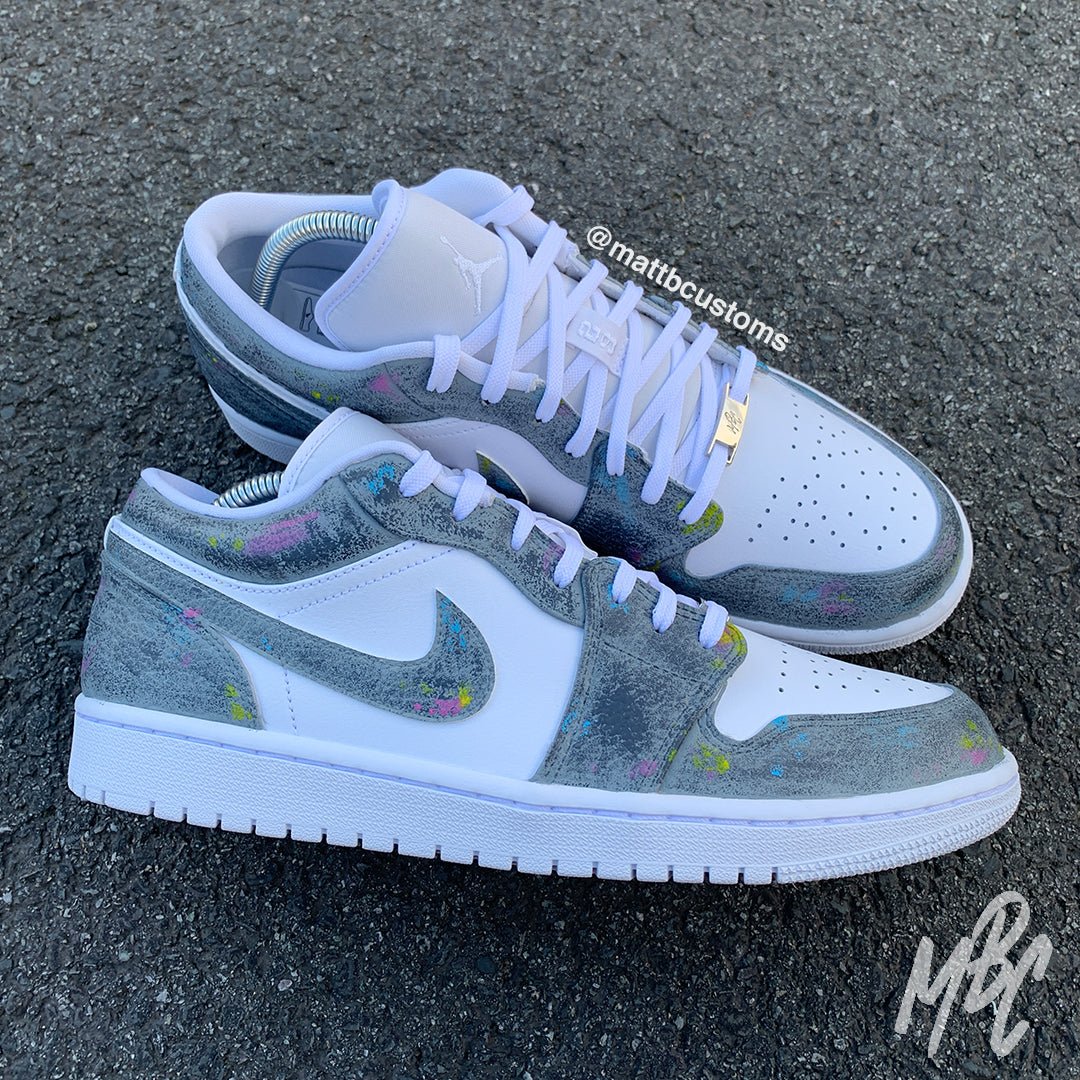 Concrete Design Custom Nike Jordan 1 Low Trainers MattB Customs Concrete Design Custom Nike Jordan 1 Low Trainers MattB Customs