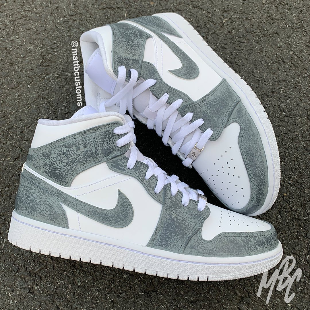 Concrete - Jordan 1 Mid Custom Nike Sneakers