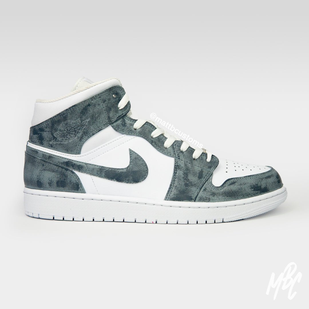 Concrete - Jordan 1 Mid Custom Nike Sneakers