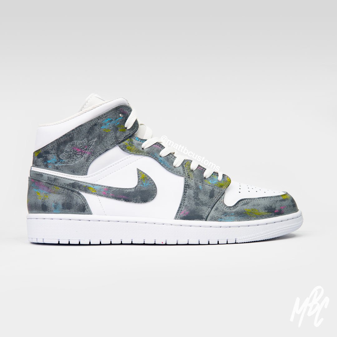 Concrete - Jordan 1 Mid Custom Nike Sneakers