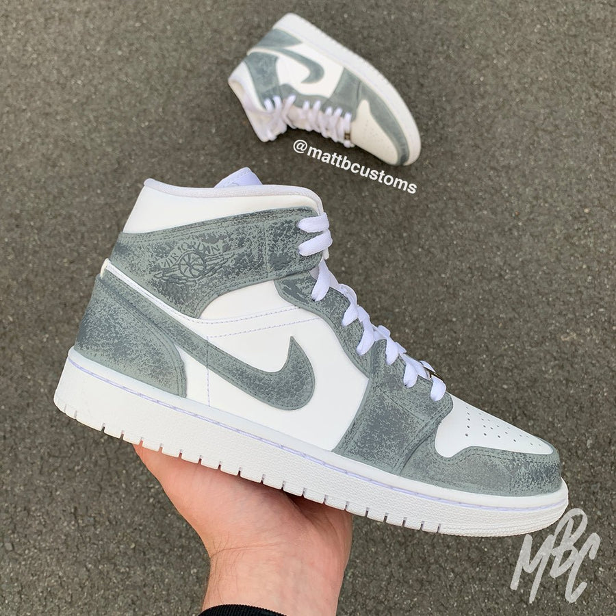 Concrete - Jordan 1 Mid Custom Nike Sneakers