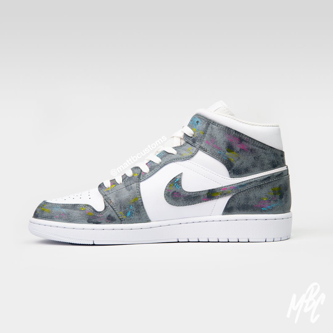 Concrete - Jordan 1 Mid Custom Nike Sneakers