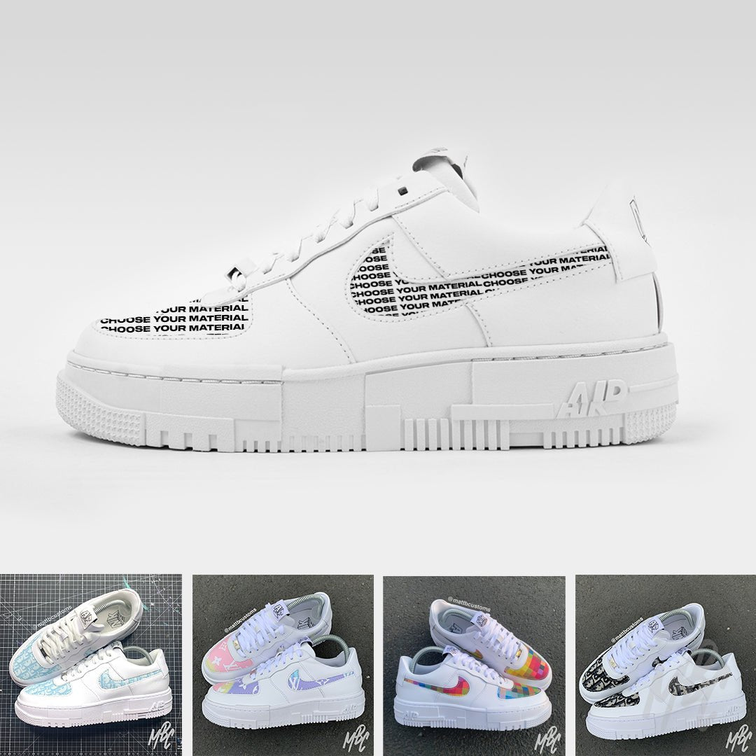 Cut & Sew - Air Force 1 Pixel Custom Nike Sneakers