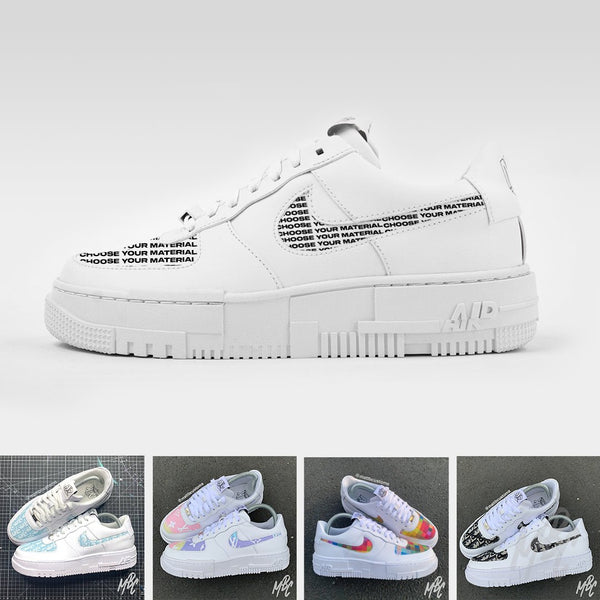 Cut Sew Design Custom Nike Air Force 1 Pixel Trainers MattB Customs