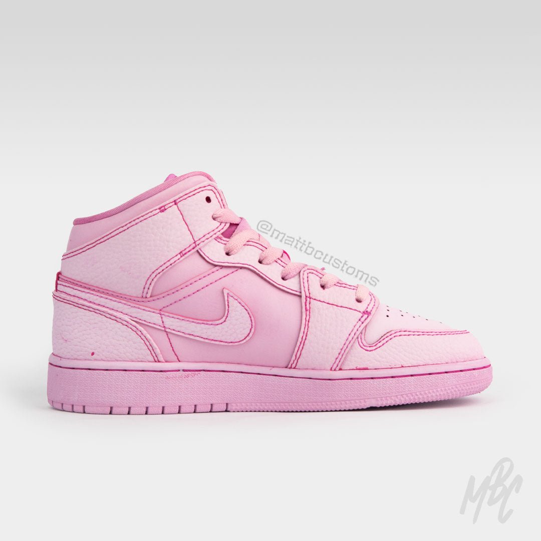 Custom Pink and Red Nike Air Jordan 1 Mid 