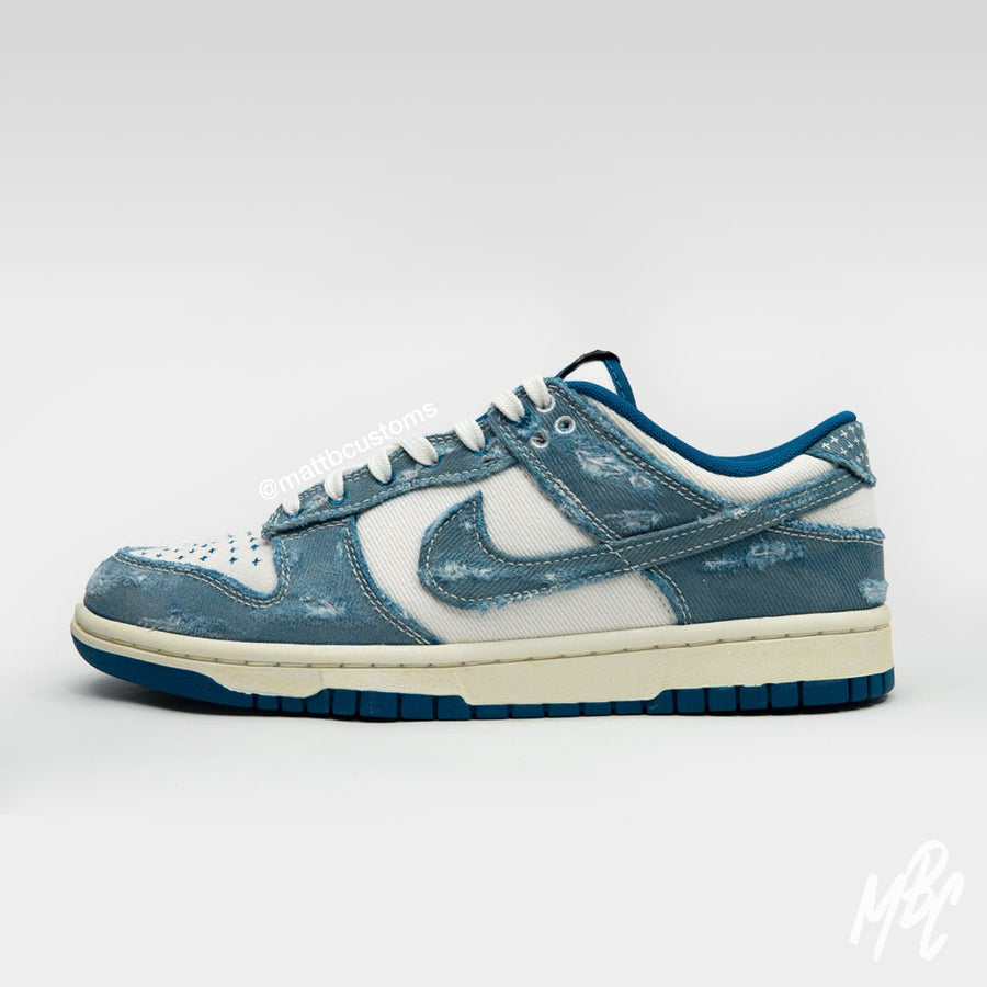 Distressed Denim - Dunk Low Custom Nike Sneakers