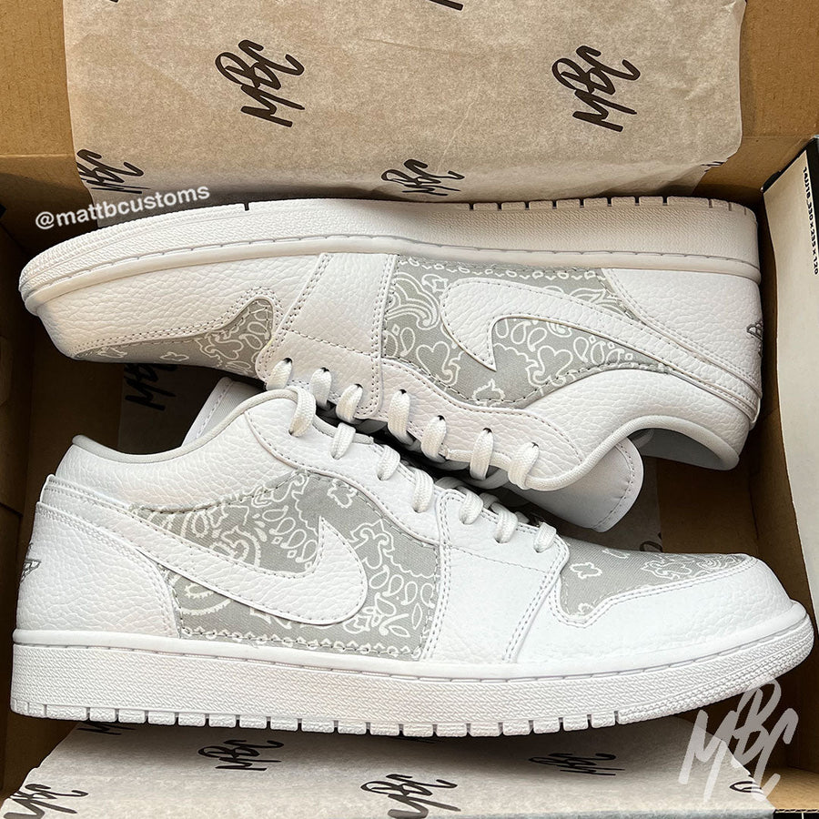 Nike Shoe Air Jordan Low Prm Smoke Grey Grey Bandana Design Custom