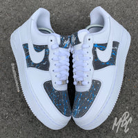 Grey Paint Splat Denim - Air Force 1 Custom Nike Sneakers