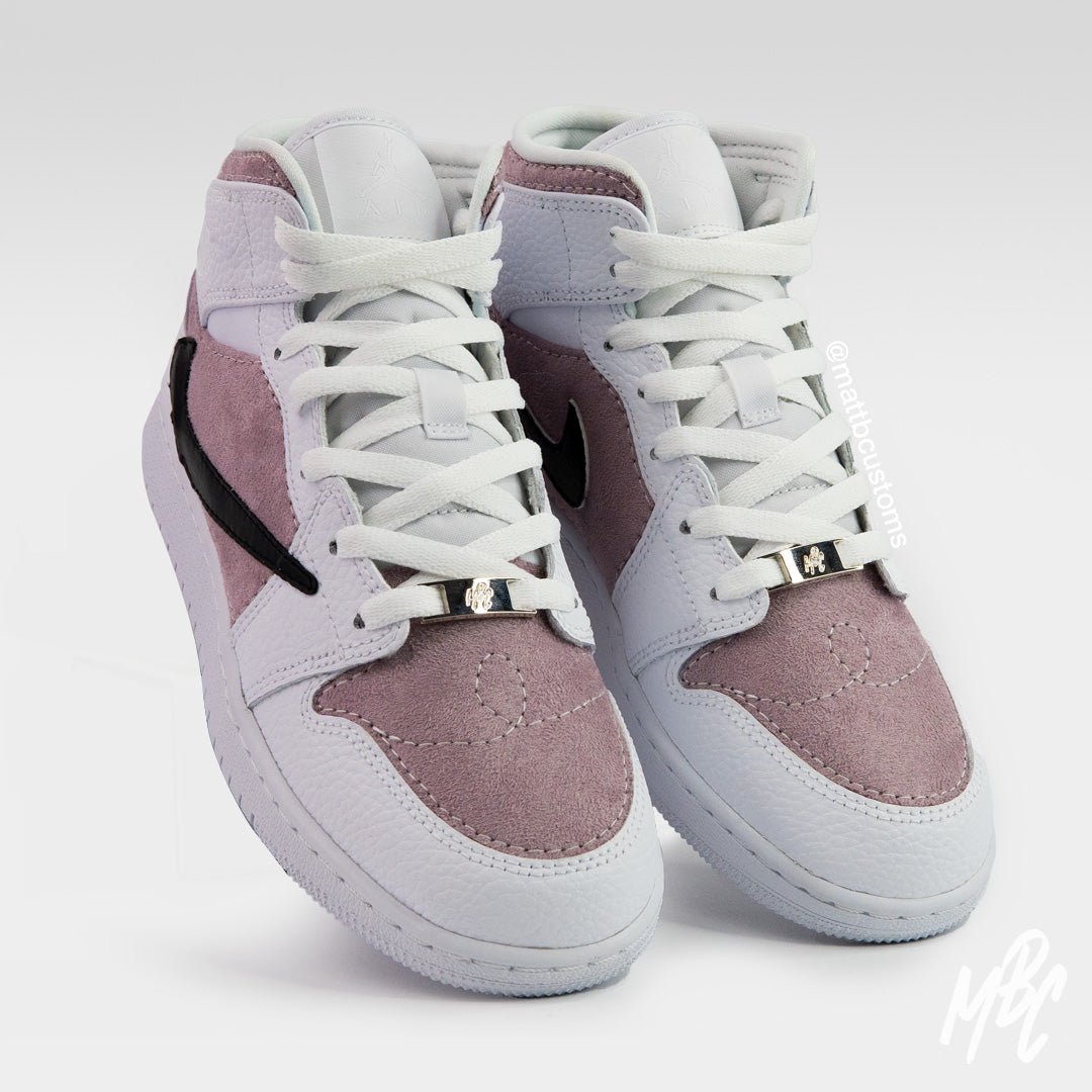 Lilac Suede Reverse Swoosh - Jordan 1 Mid | UK 5.5 Nike Sneakers