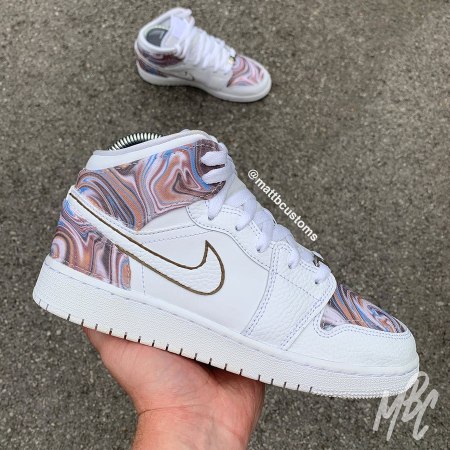 Liquid Marble - Jordan 1 Mid Custom Nike Sneakers