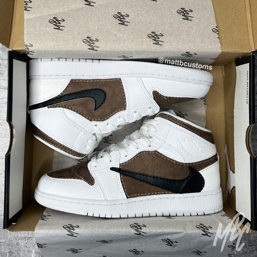 Mocha Suede Reverse Swoosh Jordan Mid UK – MattB Customs