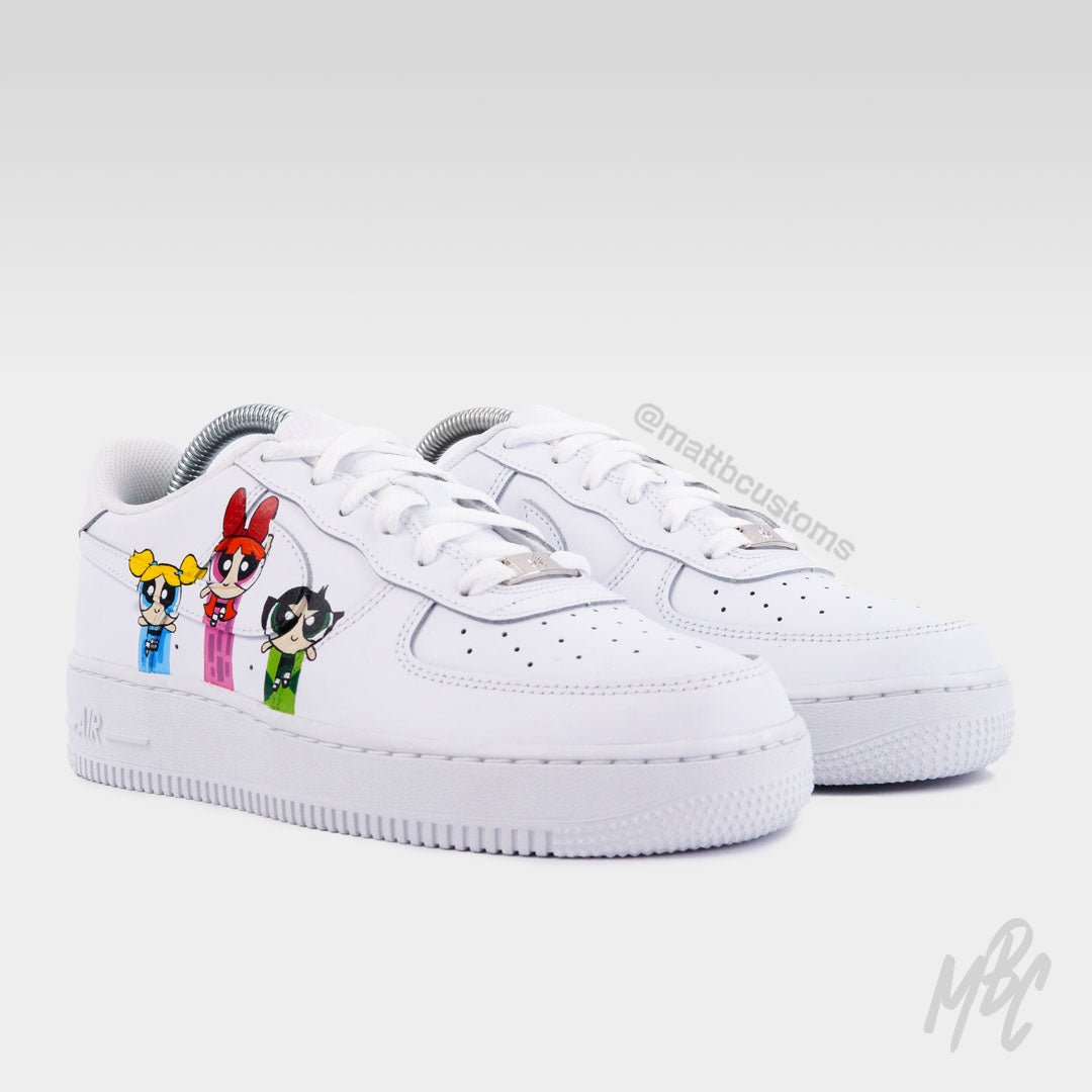 Custom Nike Air Force 1S The Powerpuff Girls Women's White Custom Cute Sneakers
